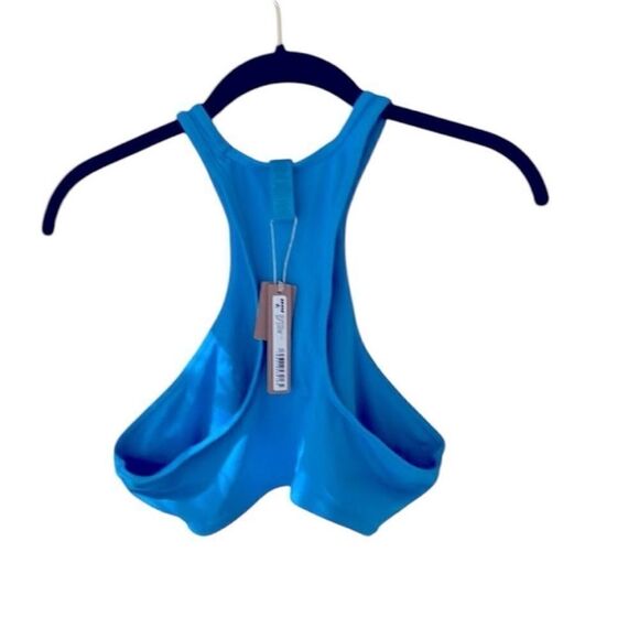 SKIMS NWT Recycled Swim High Neck Racerback Top in Turquoise Size Small - Picture 6 of 6